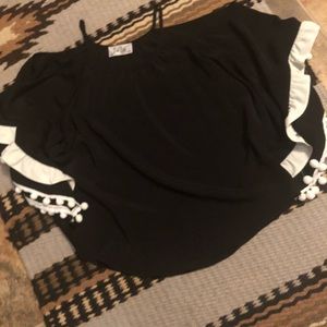 Black Cold Shoulder Top with Arm Details